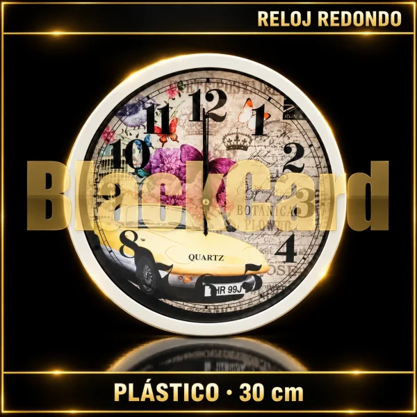 RELOJ REDONDO GRANDE DE PLASTICO 30CM