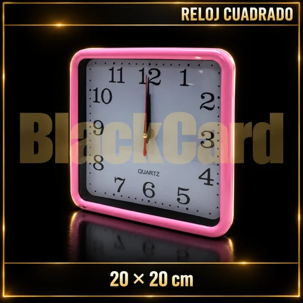 RELOJ COLOR CUADRADO MEDIANO M/COLOR 20X20CM