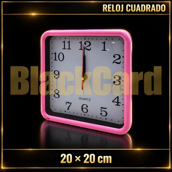 RELOJ COLOR CUADRADO MEDIANO M/COLOR 20X20CM