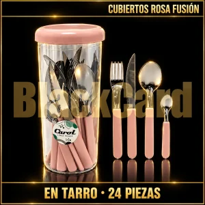 JUEGO CUBIERTOS TARRO ROSA FUSION 24 PZA