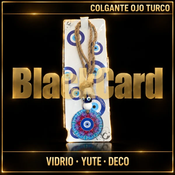 COLGANTE REDONDO YUTE OJO TURCO DE VIDRIO DECO