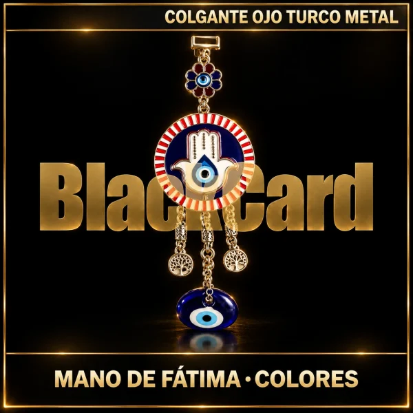 COLGANTE OJO TURCO METAL MANO DE FATIMA COLORES