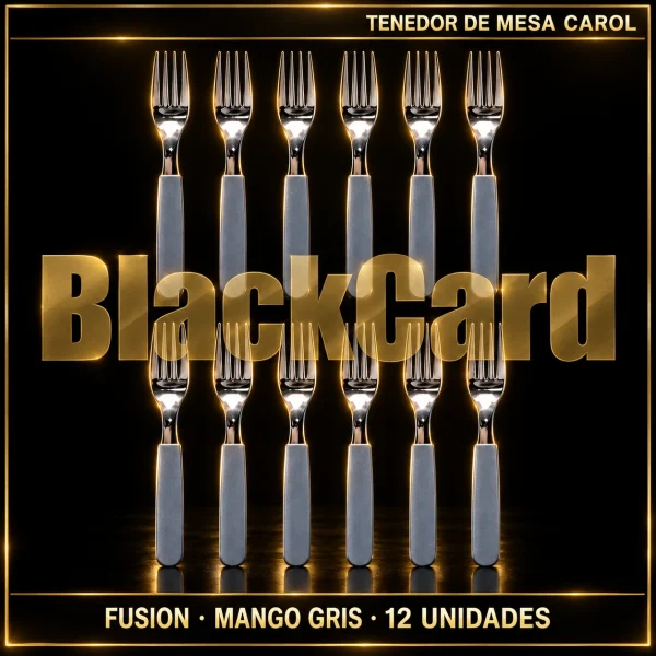 TENEDOR DE MESA MANGO PLASTICO GRIS FUSION X12 CAROL