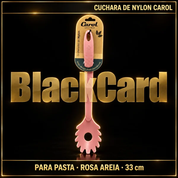CUCHARA DE NYLON PARA PASTA ROSA AREIA 33CM CAROL