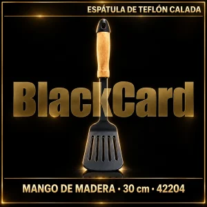 ESPATULA DE TEFLON CALADA C/MANGO DE MADERA 30CM (42204)