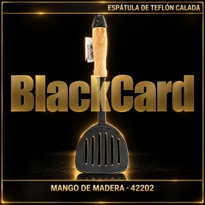 ESPATULA DE TEFLON CALADA C/MANGO DE MADERA (42202)