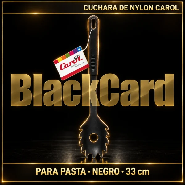CUCHARA DE NYLON PARA PASTA NEGRO 33CM CAROL