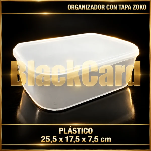 ORGANIZADOR DE PLASTICO C/TAPA 25.5X17.5X7.5CM ZOKO