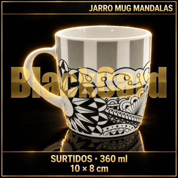 JARRO MUG DECORADO MANDALAS 10X8CM SURTIDOS 360ML