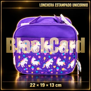 LONCHERA ESTAMPADO UNICORNIO 22X19X13CM