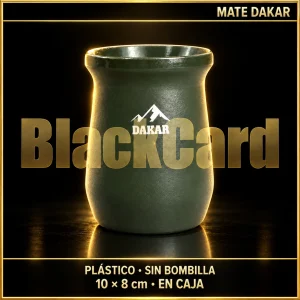 MATE DAKAR DE PLASTICO EN CAJA S/BOMBILLA 10X8CM