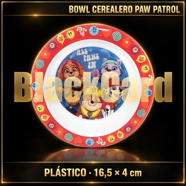 BOWL CEREALERO PAW PATROL DE PLASTICO 16.5X4CM