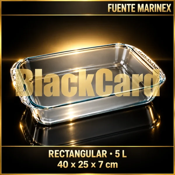 FUENTE RECTANGULAR DE VIDRIO MARINEX 40X25X7CM 5LTS LASAGÑA
