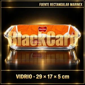 FUENTE RECTANGULAR CHICA DE VIDRIO MARINEX 29X17X5CM