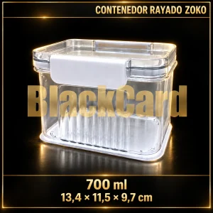 CONTENEDOR PLASTICO CLIPER RAYADO 700ML ZOKO (13,4x11,5x9,7)