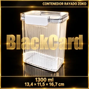 CONTENEDOR PLASTICO CLIPER RAYADO 1300ML ZOKO (13,4x11,5x16,7)
