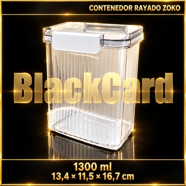 CONTENEDOR PLASTICO CLIPER RAYADO 1300ML ZOKO (13,4x11,5x16,7)