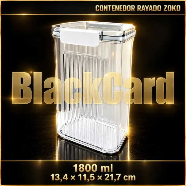 CONTENEDOR PLASTICO CLIPER RAYADO 1800ML ZOKO (13,4x11,5x21,7)