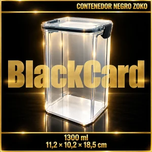 CONTENEDOR PLASTICO CLIPER NEGRO 1300ML ZOKO (11,2x10,2x18,5)