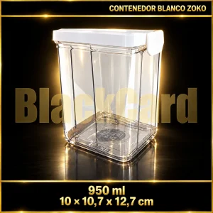 CONTENEDOR PLASTICO CLIPER ANCHO BLANCO 950ML ZOKO (10x10,7x12,7)