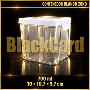 CONTENEDOR PLASTICO CLIPER ANCHO BLANCO 700ML ZOKO (10x10,7x9,7)