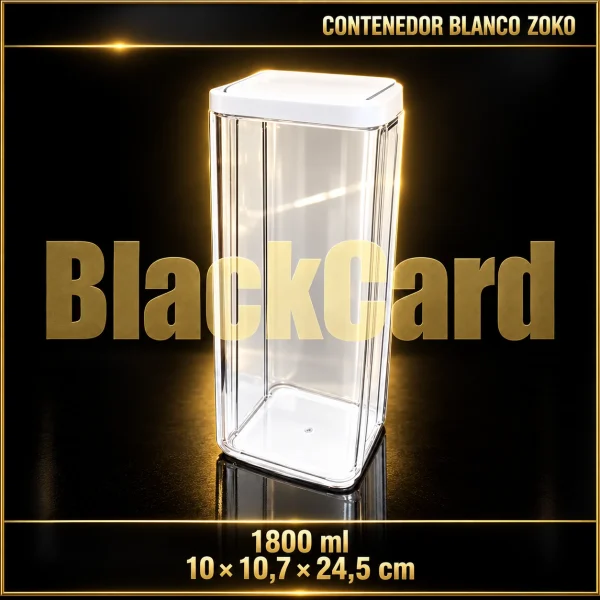 CONTENEDOR PLASTICO CLIPER ANCHO BLANCO 1800ML ZOKO (10x10,7x24,5)