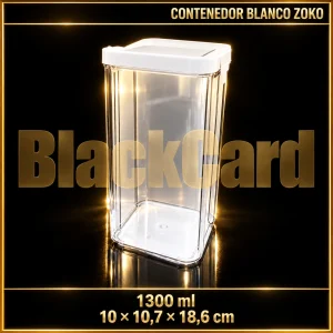 CONTENEDOR PLASTICO CLIPER ANCHO BLANCO 1300ML ZOKO (10x10,7x18,6)