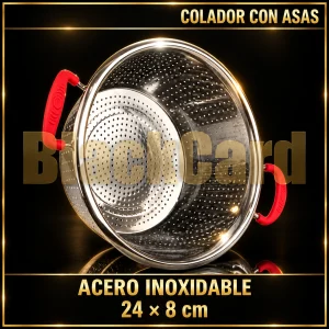 COLADOR ACERO INOXIDABLE C/ASA COLOR 24X8CM