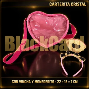 CARTERITA CRISTAL C/VINCHA Y MONEDERITO 22X18X7CM