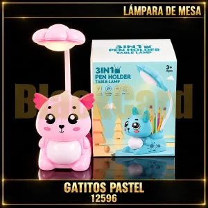 LAMPARA DE MESA GATITOS PASTEL (12596)