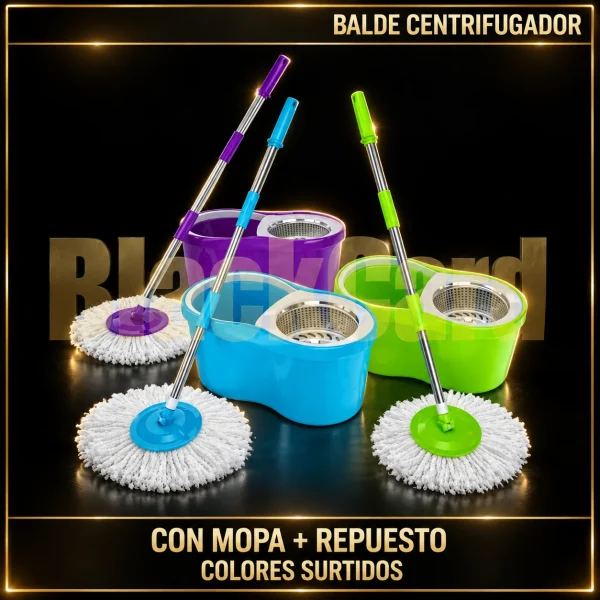 BALDE CENTRIFUGADOR DE PLASTICO C/MOPA + REPUESTO - Imagen 2