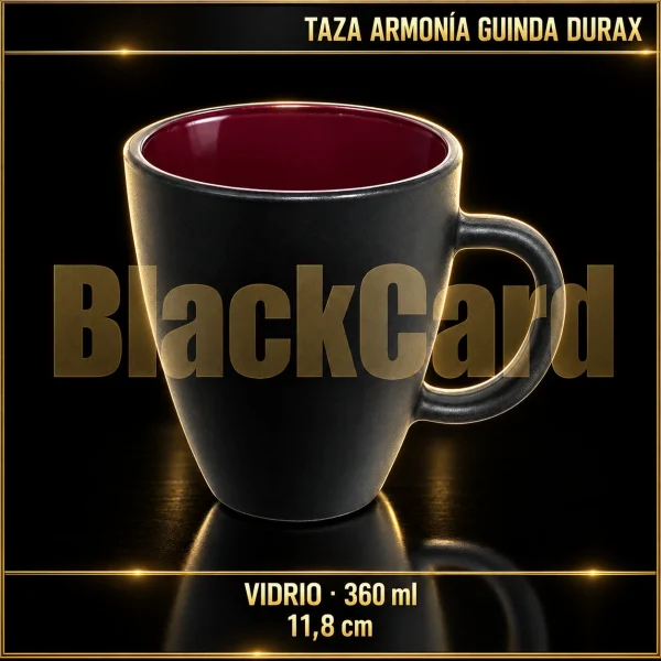 TAZA ARMONIA GUINDA DE VIDRIO 360ML 11.8CM DURAX