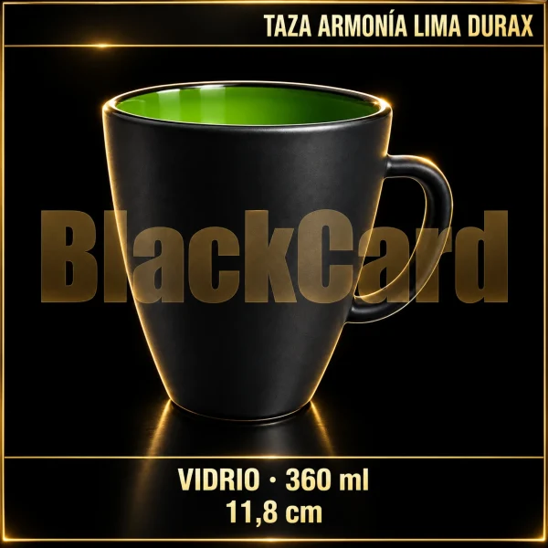 TAZA ARMONIA LIMA DE VIDRIO 360ML 11.8CM DURAX