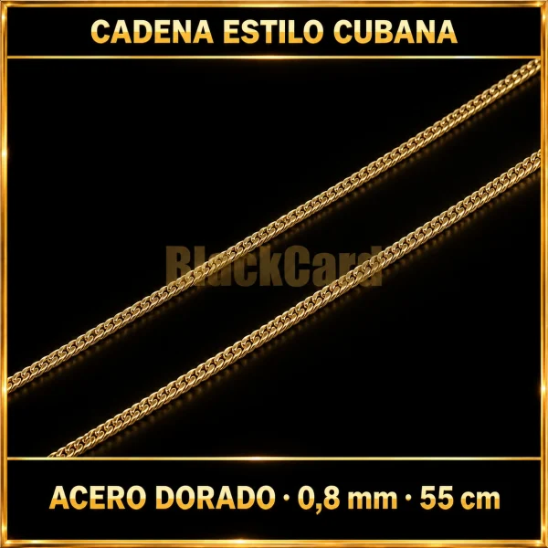 Cadena estilo cubana (0.8mm - 55cm) (Acero Dorado)