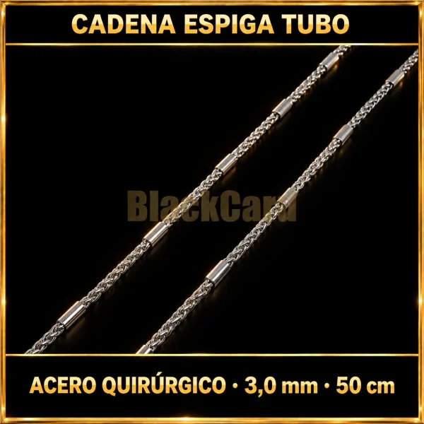 Cadena espiga tubo (3.0mm - 50cm) (A.Q.)