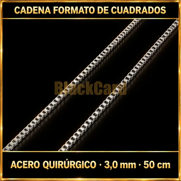 CADENA FORMATO DE CUADRADOS (3.0mm - 50cm) (A.Q)