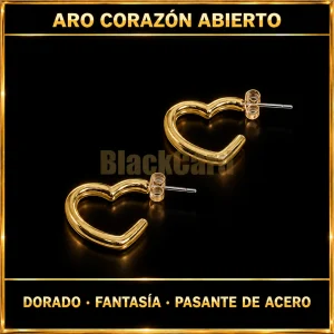 ARO CORAZÓN ABIERTO (FANTASÍA CON PASANTE DE ACERO)(DORADO)