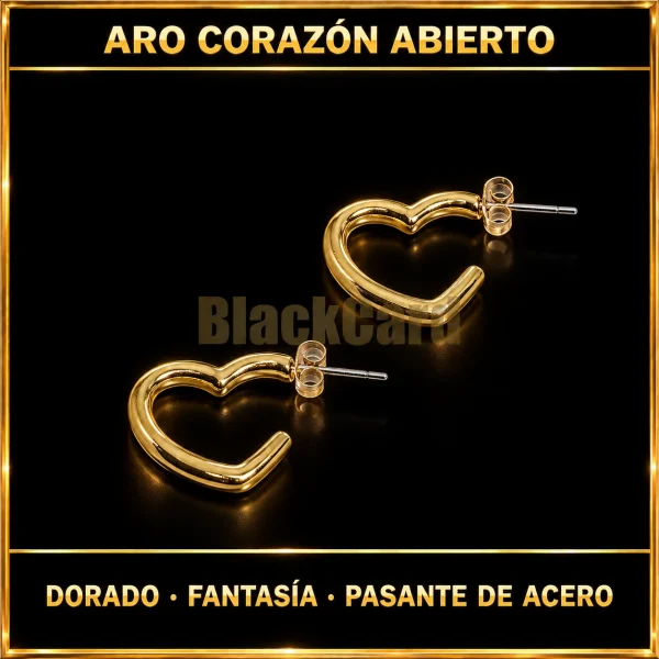 ARO CORAZÓN ABIERTO (FANTASÍA CON PASANTE DE ACERO)(DORADO)
