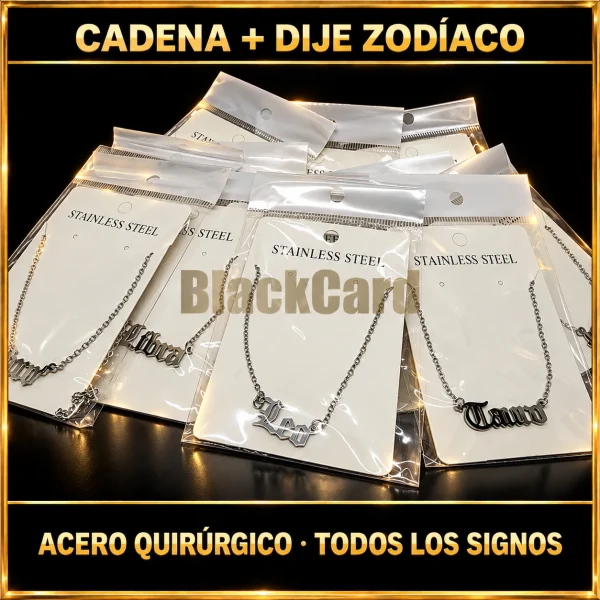 CADENA + DIJE SIGNO DEL ZODIACO (A.Q.)(TODOS LOS SIGNOS)