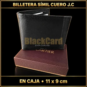 BILLETERA SIMIL CUERO DE HOMBRE J.C 11X9CM EN CAJA