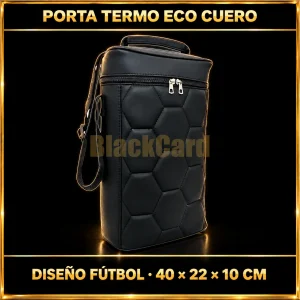 PORTA TERMO ECO CUERO DISEÑO FUTBOL 40X22X10CM