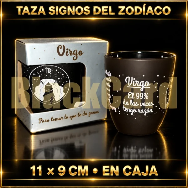 JARRO MUG VIDRIO SIGNOS DEL ZODIACO CHOCOLATE 11X9CM EN CAJA