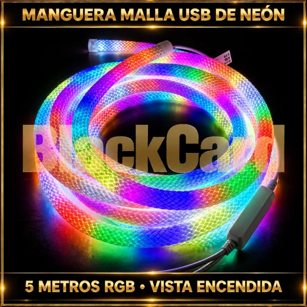 MANGUERA MALLA USB DE NEON 5 METROS RGB CON CONTROL REMOTO