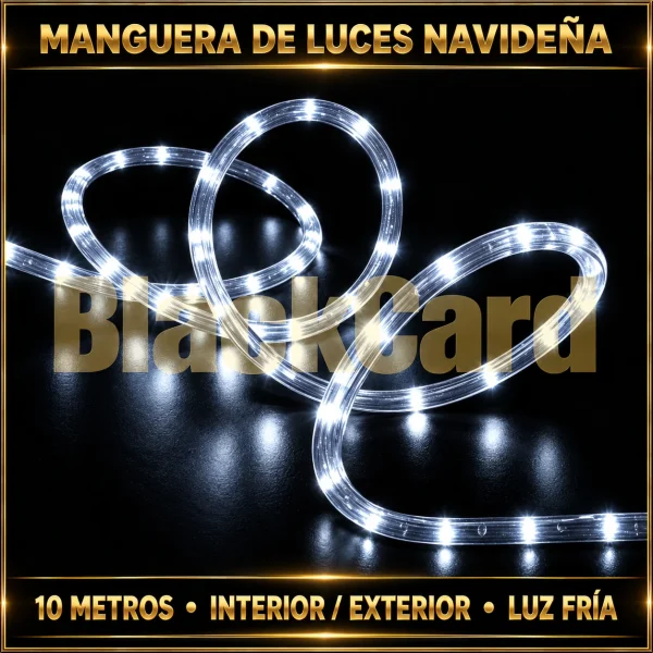 MANGUERA DE LUCES NAVIDEÑA DE 10 MTS INTERIOR EXTERIOR LUZ FRIA