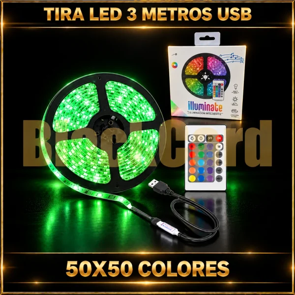 TIRA LED 3 METROS USB 50X50 COLORES