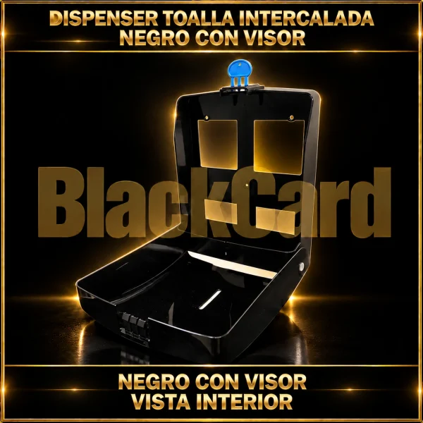 DISPENSER TOALLA INTERCALADA NEGRO CON VISOR