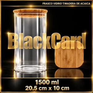 FRASCO DE VIDRIO T/MADERA DE ACAICA 1500ML 20.5X10CM