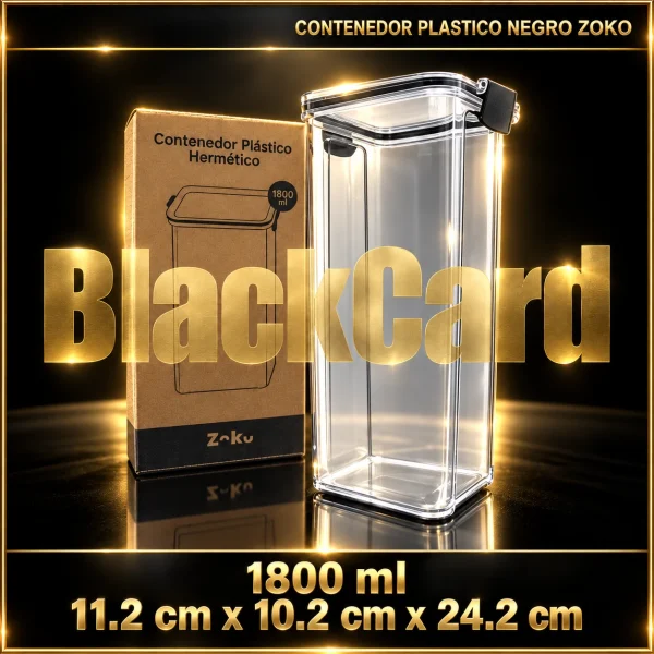 CONTENEDOR PLASTICO CLIPER NEGRO 1800ML ZOKO (11,2x10,2x24,2)