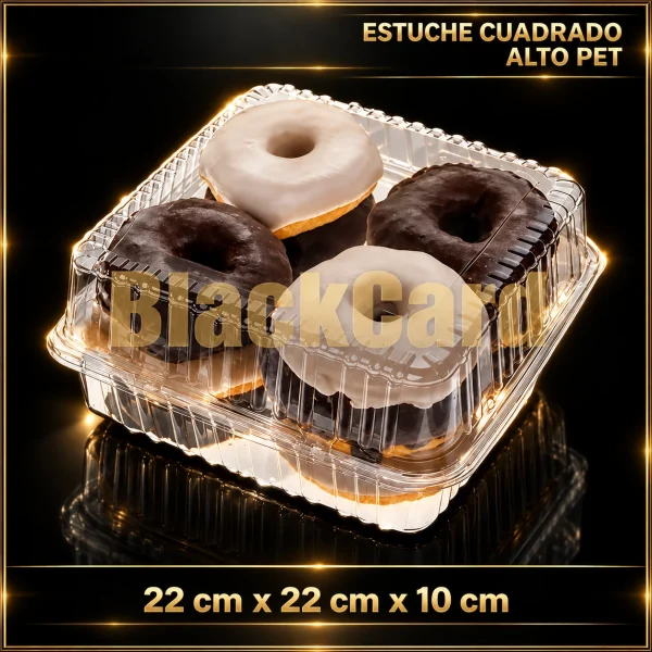 ESTUCHE CUADRADO ALTO PET (22 x 22 x 10)