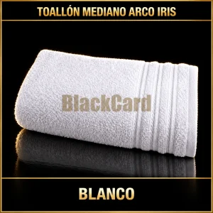 TOALLON MEDIANO C/ DETALLES ARCO IRIS BLANCO